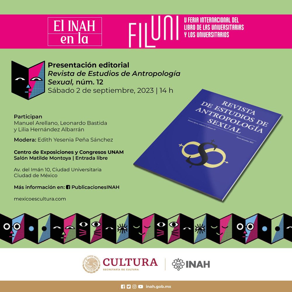 El INAH presentará en la Filuni el No. 12 de la Revista de Estudios de Antropología Sexual