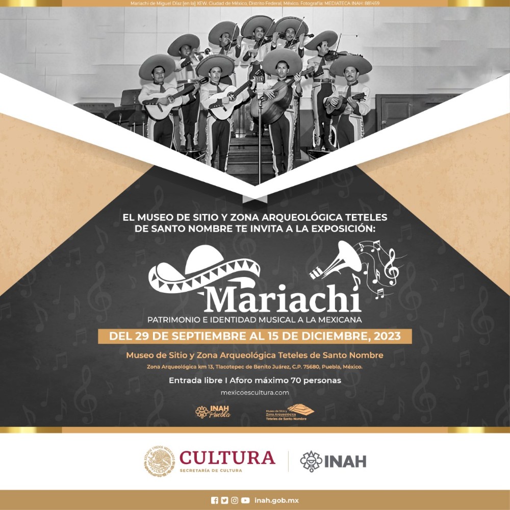 El Museo de Sitio de la Zona Arqueológica Teteles de Santo Nombre, en Puebla, dedica exposición al mariachi.