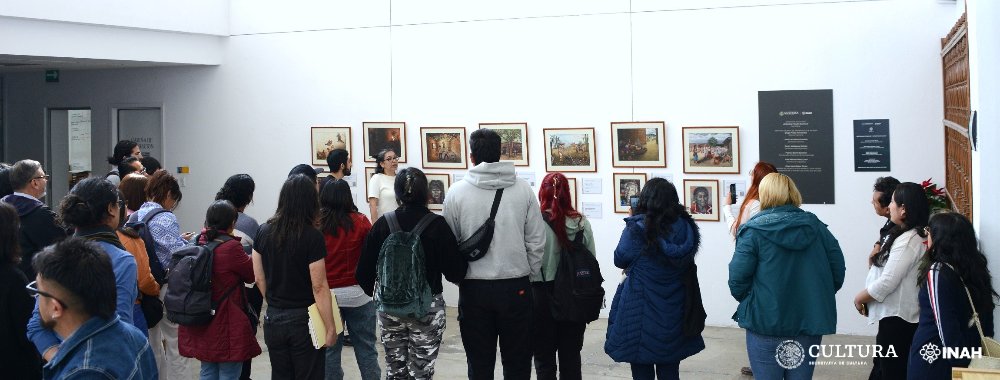 La muestra está integrada por 23 pinturas hechas bajo la técnica de acuarela y son autoría del artista visual Jorge Iván Robelo Arango. Foto: Mauricio Marat. INAH